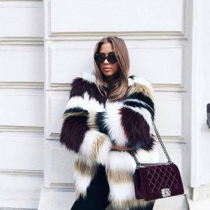 Beautiful Furry Jacket With Jeans And Crossbody Bag