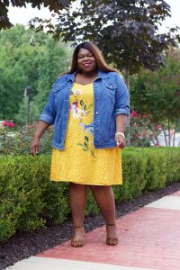 Fabulous Yellow Short Dress With Denim Jacket And Leopard Print Shoes