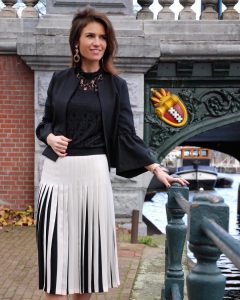 Appealing Black & White Skirt With Net Top And Jacket