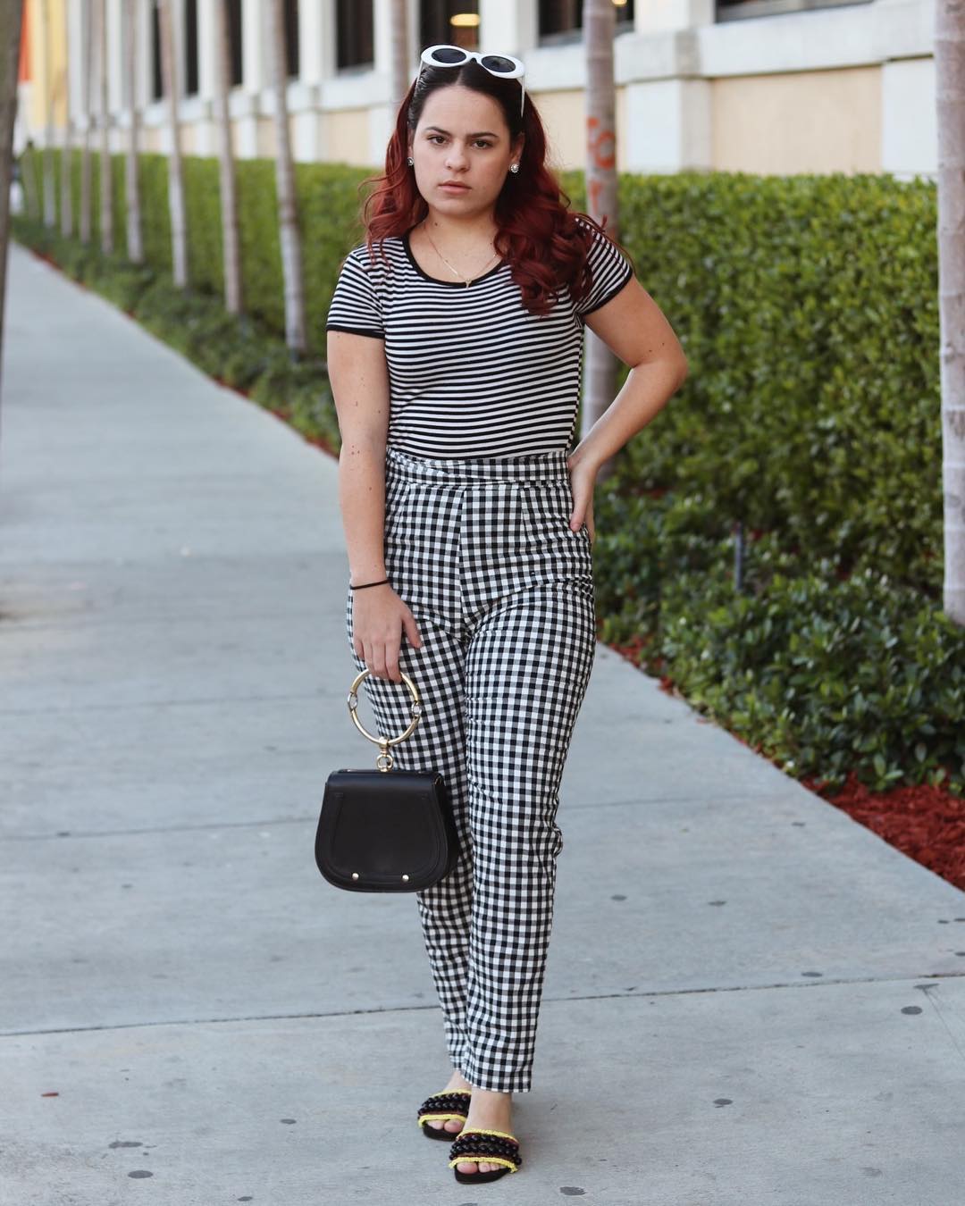 black and white striped crop pants