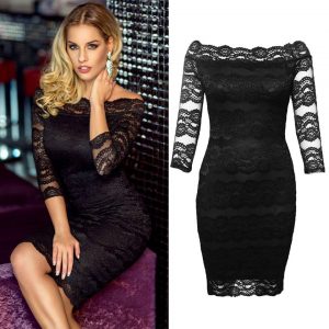 Pure Black Lace Body Cone Dress For This Valentine's Day