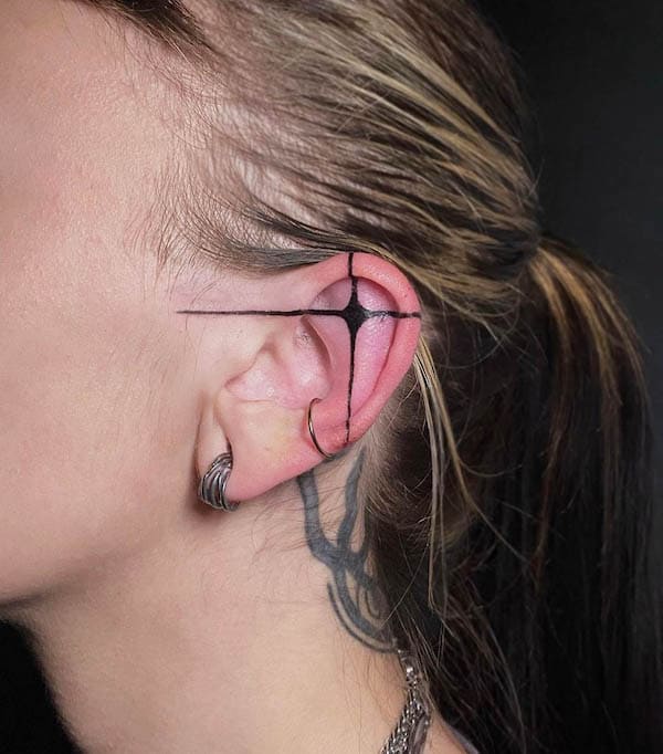 Bold Geometric Ear Tattoo Inspiration