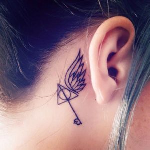 Dashing Small Harry Potter Tattoo Behind The Ear