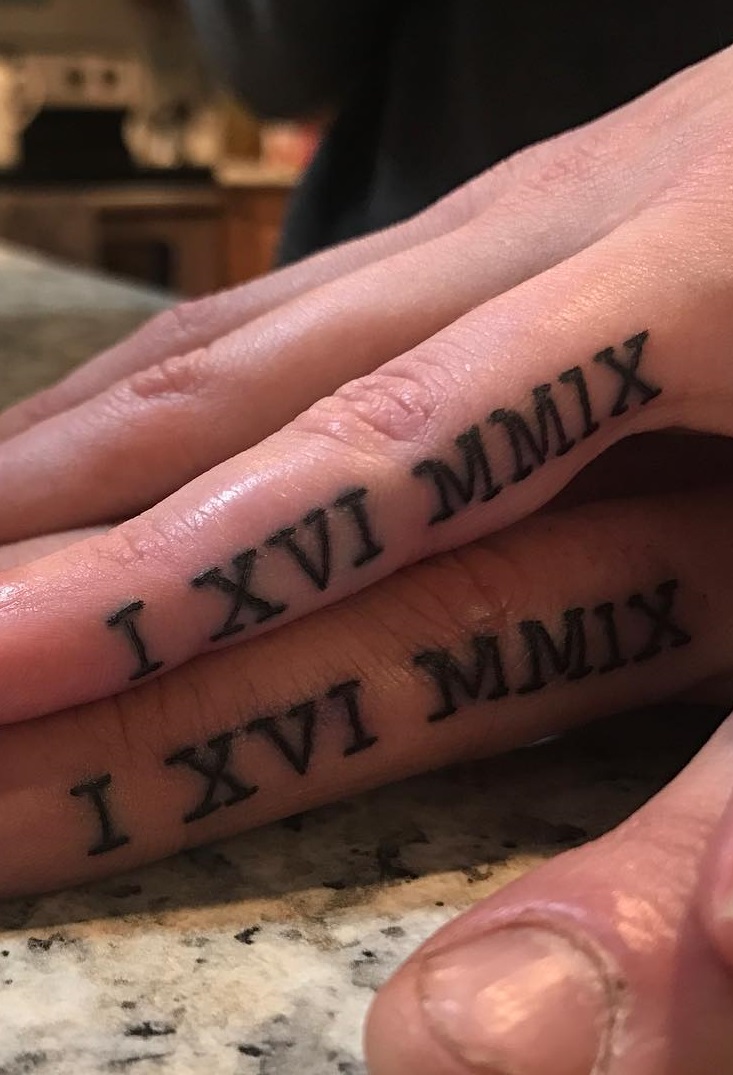New Roman Numerals Finger Tattoo