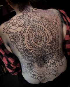 Decorated Coverup Back Tattoo Design