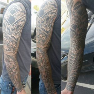 Polynesian style tribal sleeve.