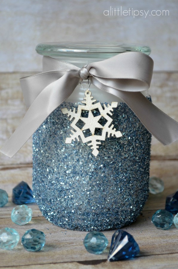 Christmas Glitter candle with a winter spin.