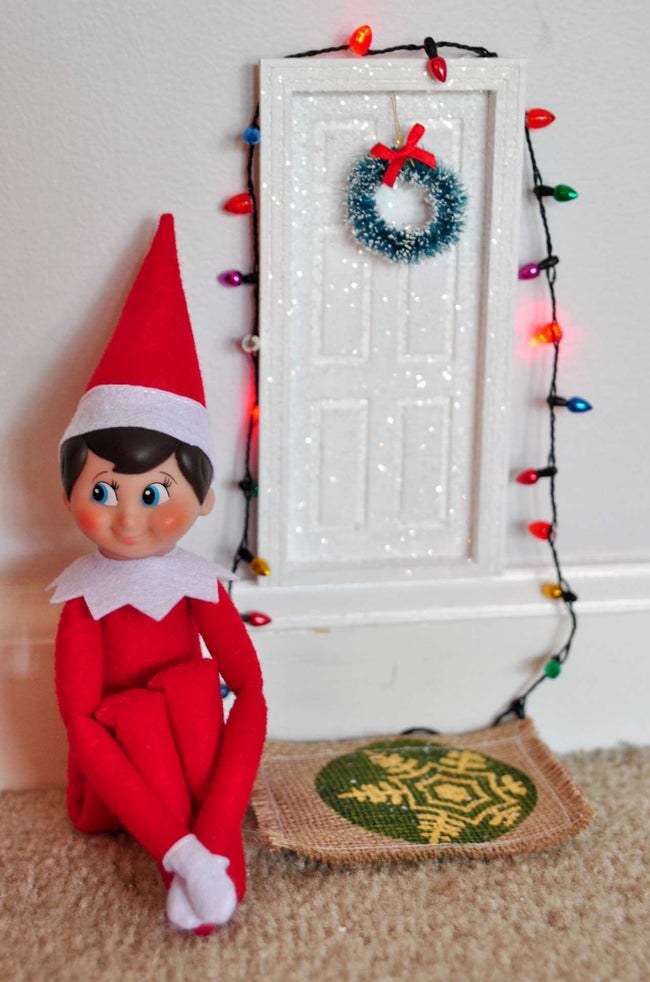 Elf decorated door.