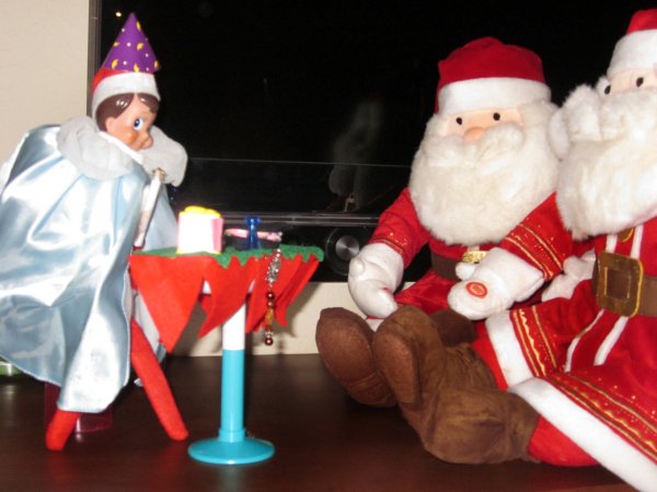 Elf on the shelf magic show with Santa.