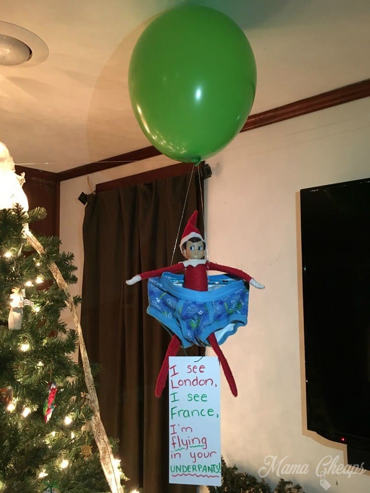 Flying elf on the shelf.