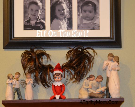 Funny Elf on the shelf idea playing with hairs.