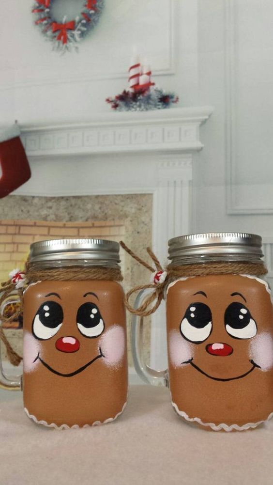 Gingerbread man mason jars.