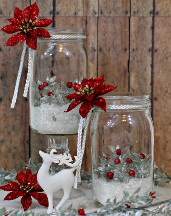 Holiday mason jar luminaries.