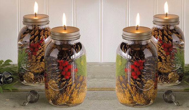 Holiday scented mason jar oil candle.