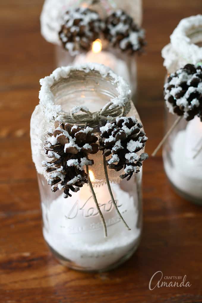 Pinecone candle mason jar.