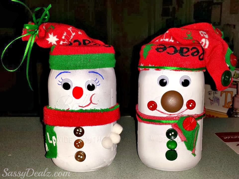 Snowman mason jar crafts.