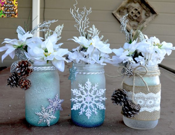 Winter wonderland mason jars.