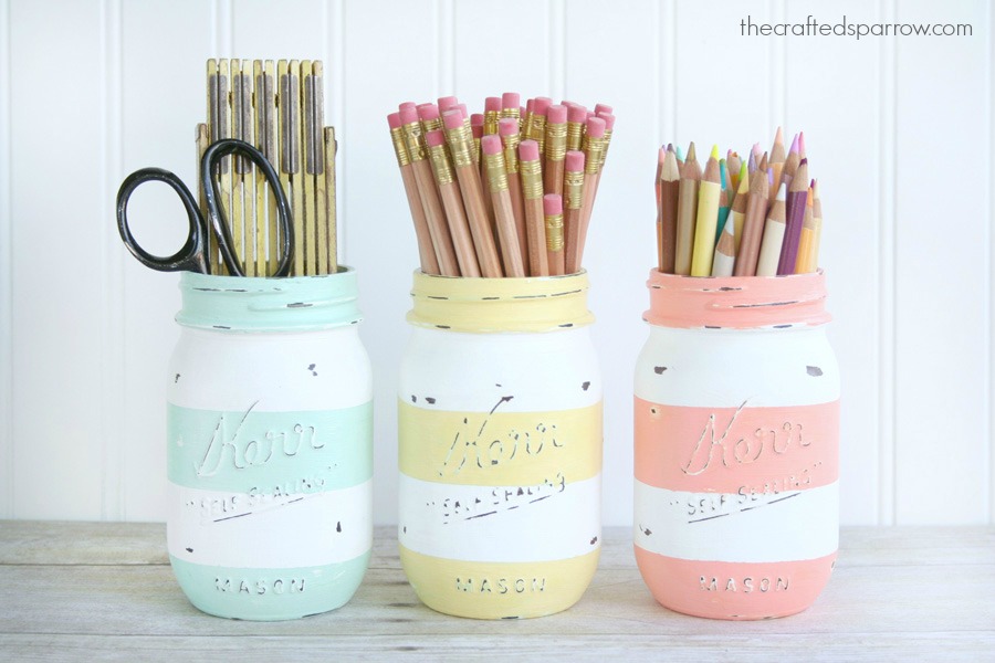 Adorable spring inspired striped jars.