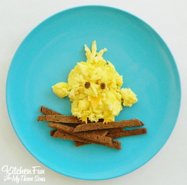 Baby Bird Scrambled Egg Breakfast.