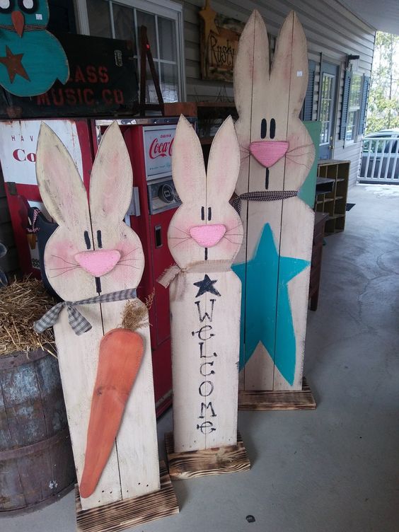 Big wooden bunnies for Easter.