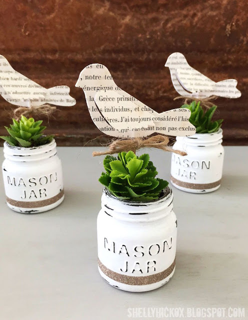 Chalk Paint Mini Mason Jar Planters.