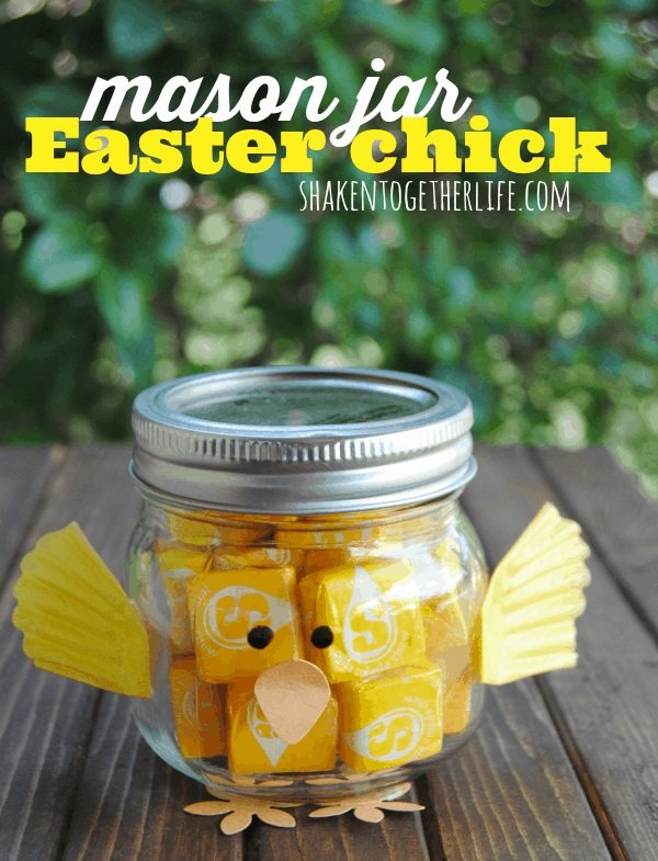 Charming mason jar Easter chick.