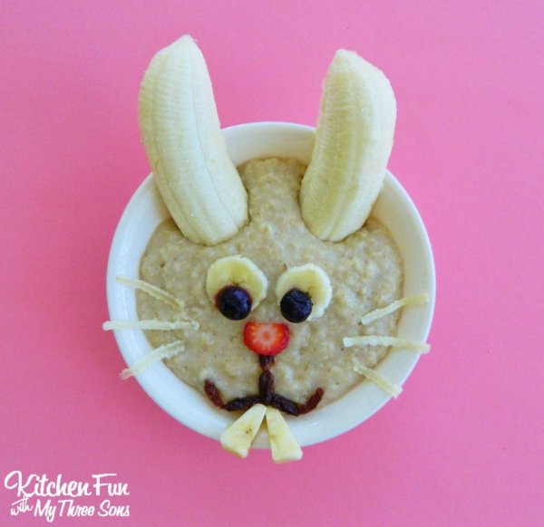 Easter bunny oatmeal breakfast.