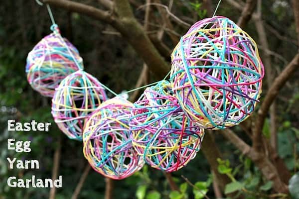 Easter egg yarn garland.