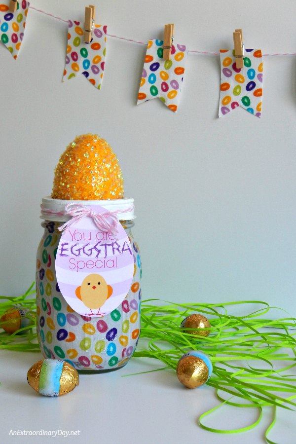 Eggstra special Easter mason jar.