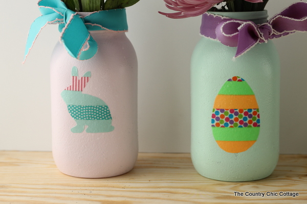 Impressive washi tape mason jar decor for Easter.