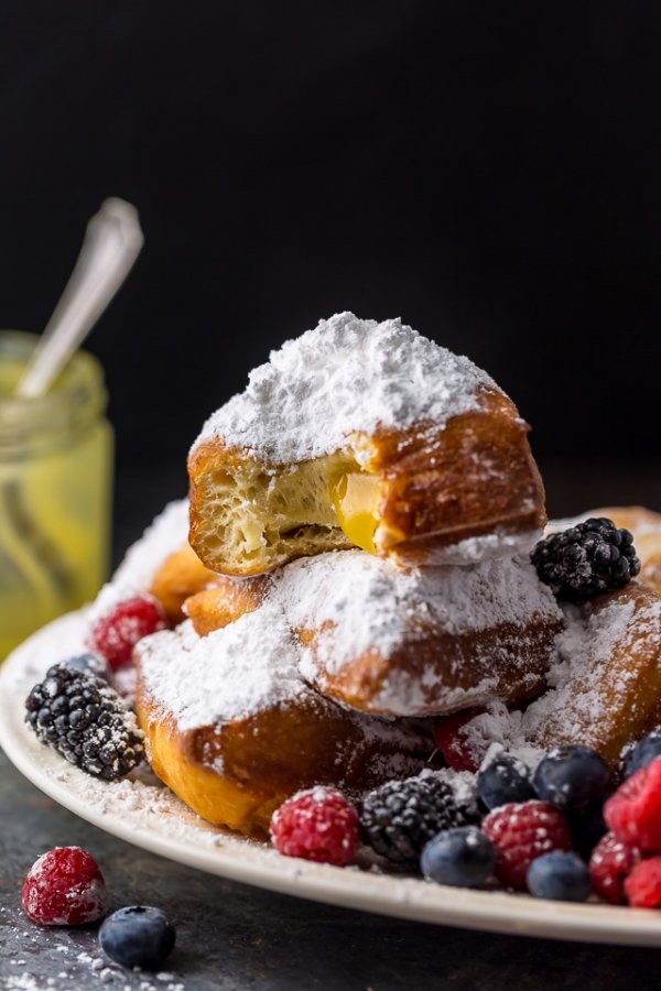 Lemon Beignets with Fresh Berries.