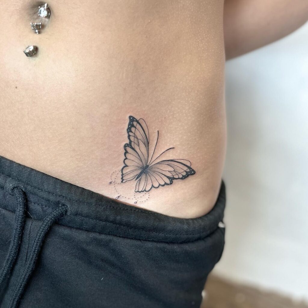 Beautiful Butterfly Hip Tattoo