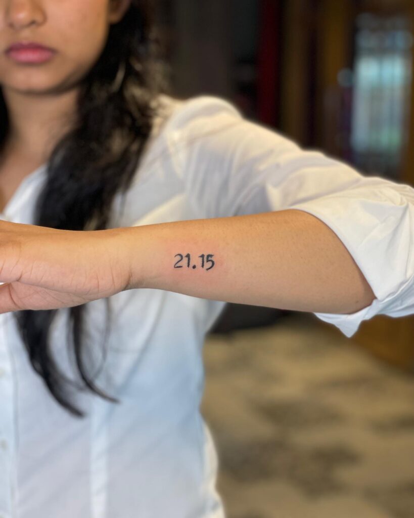 Bold 21.15 Side Forearm Tattoo