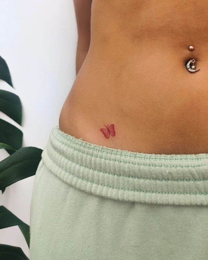 Cute Butterfly Hip Tattoo