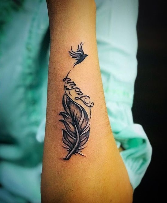 Feather Forearm Tattoo