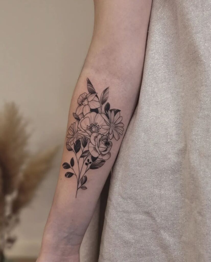 Forearm Floral Hand Tattoo