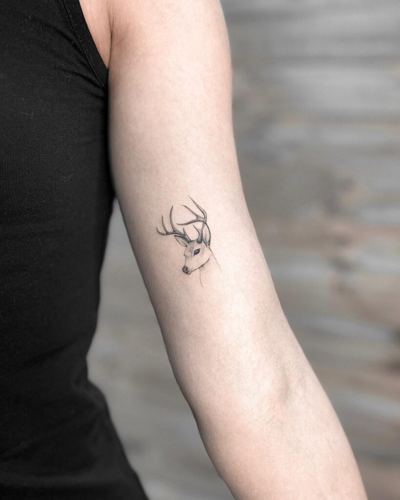 Inner Arm Deer Head Tattoo