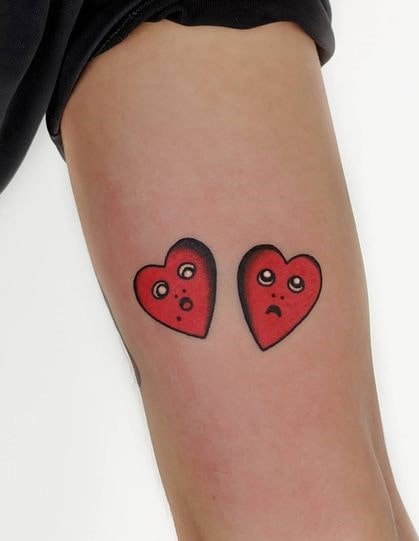 Pair of Love Heart Tattoos