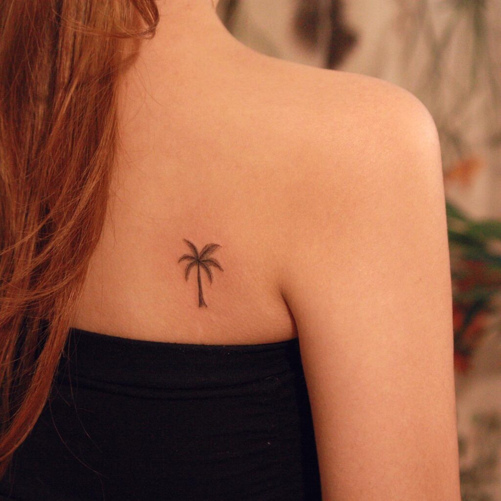 Palm Tree Shoulder Blade Tattoo