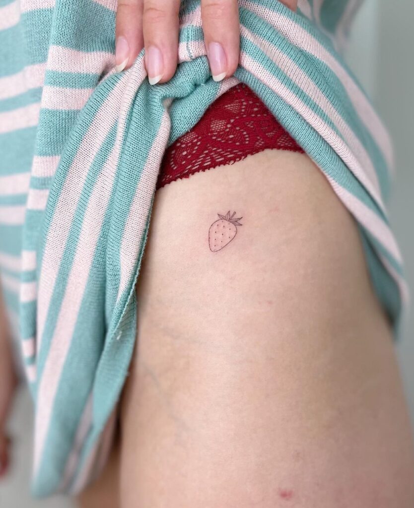 Strawberry Side Hip Tattoo