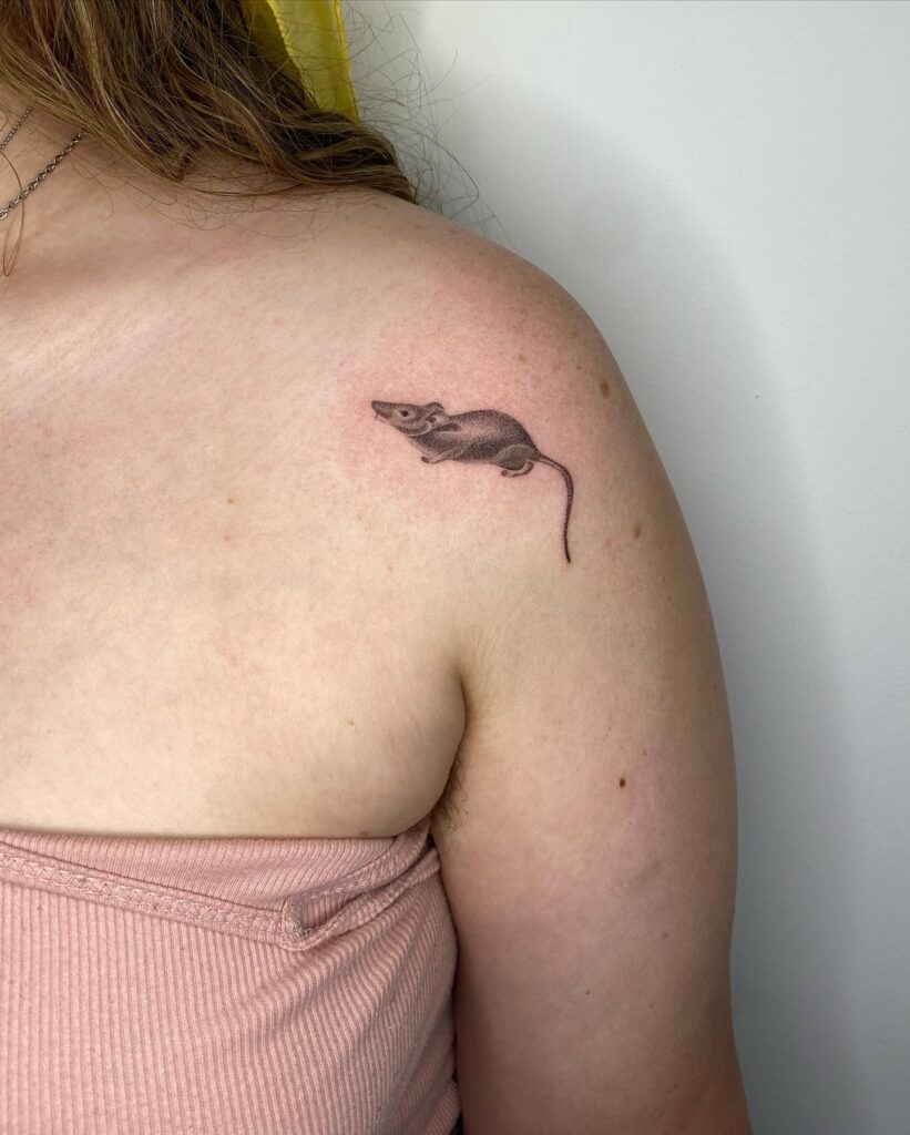 Tiny Shaded Rat Tattoo