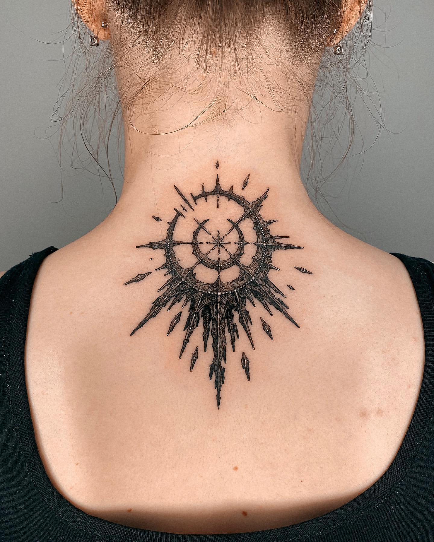 A Neck Tattoo Odyssey of Celestial Wonders