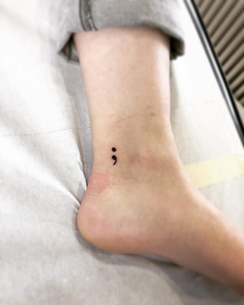 Ankle Semicolon Tattoo