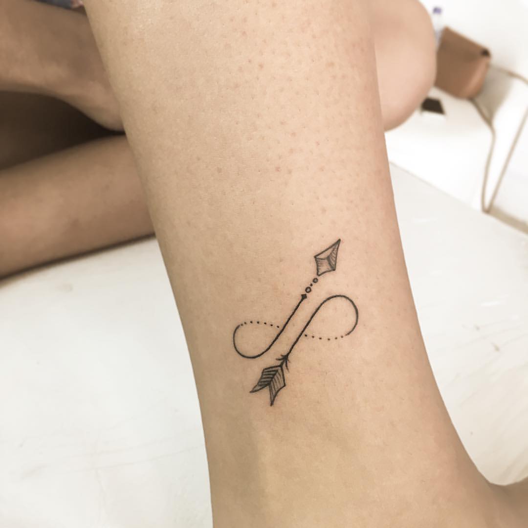 Arrow Infinity Tattoo on the Calf