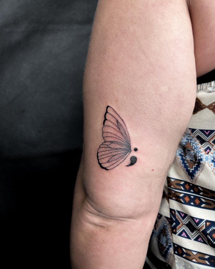 Butterfly Semicolon Tattoo