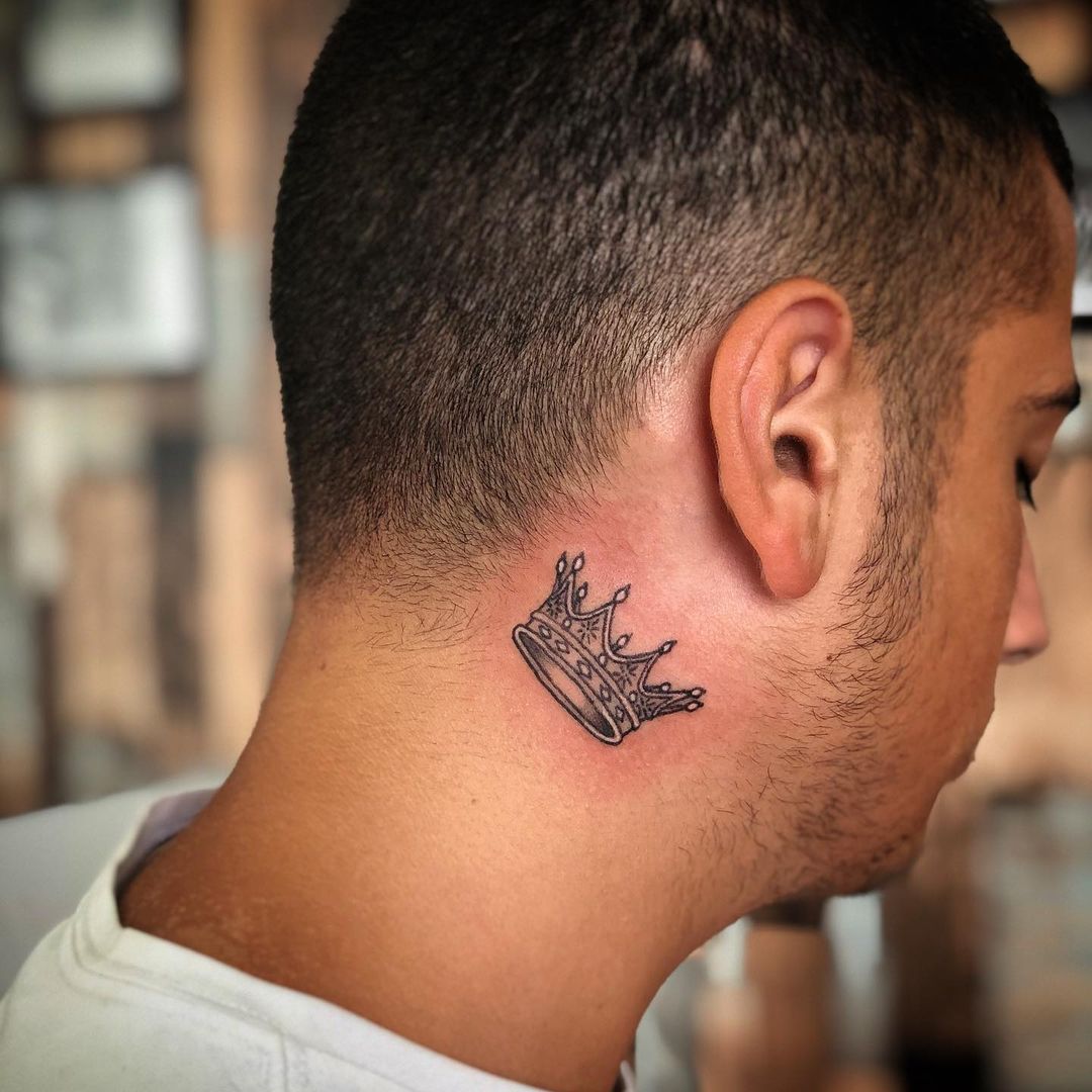 Crown Neck Tattoo Design for Men