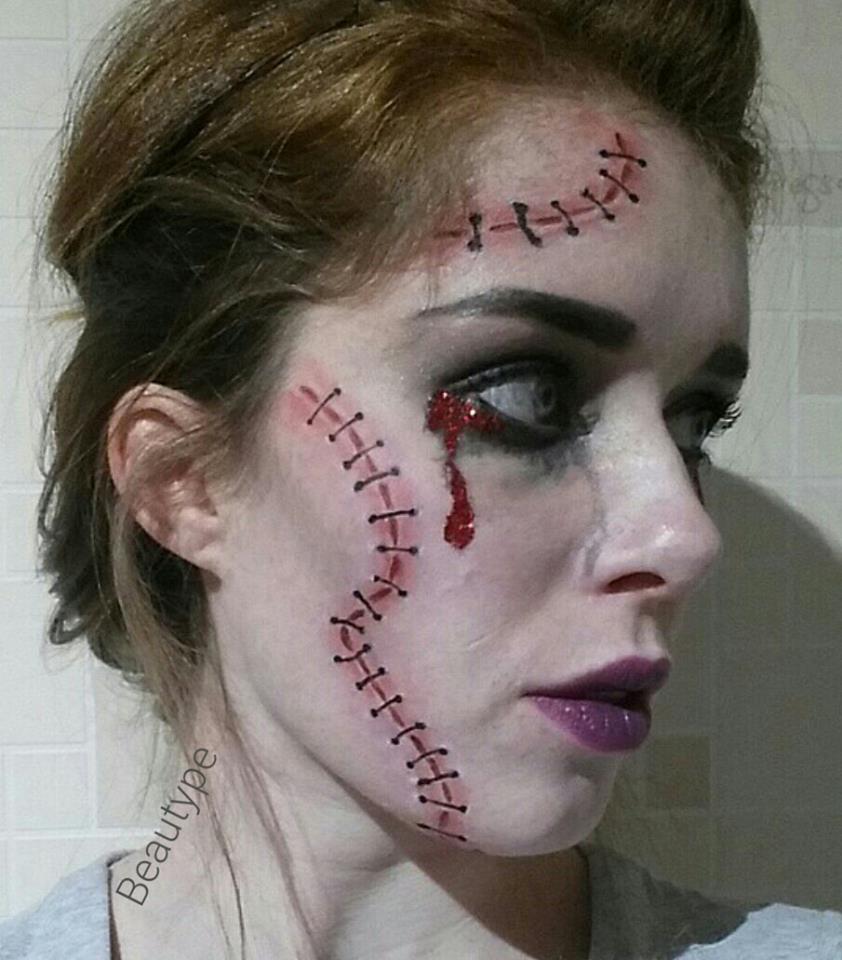 DIY Halloween Stitched Face Makeup