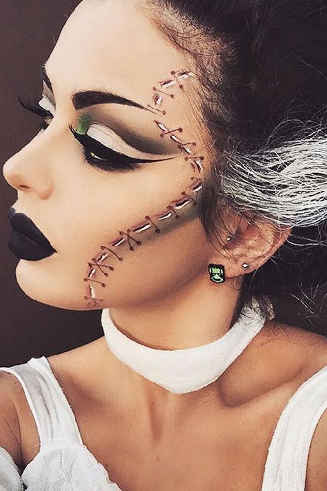 Delicate Stitched Face Halloween Makeup Idea