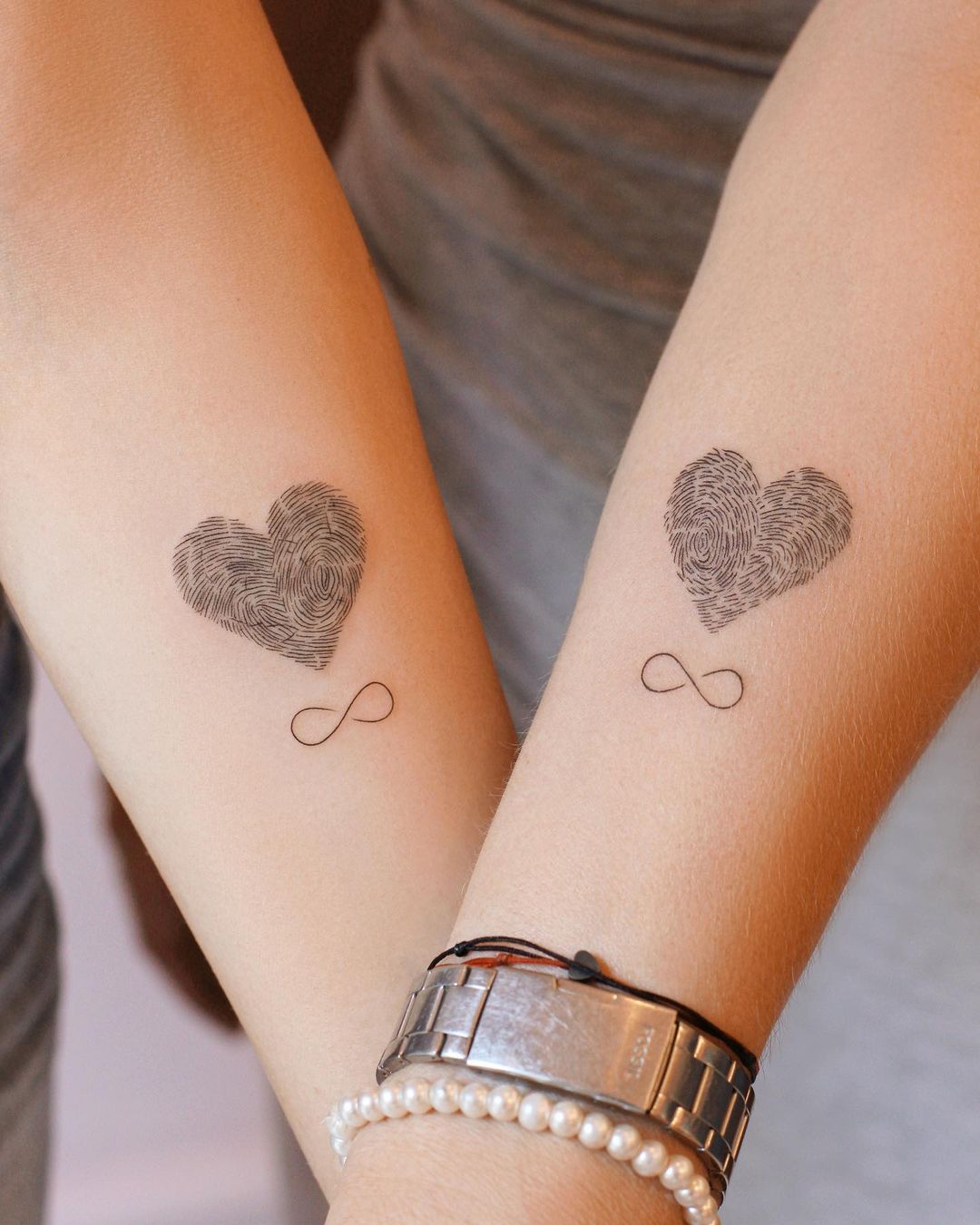 Fingerprint Heart and Infinity Tattoo