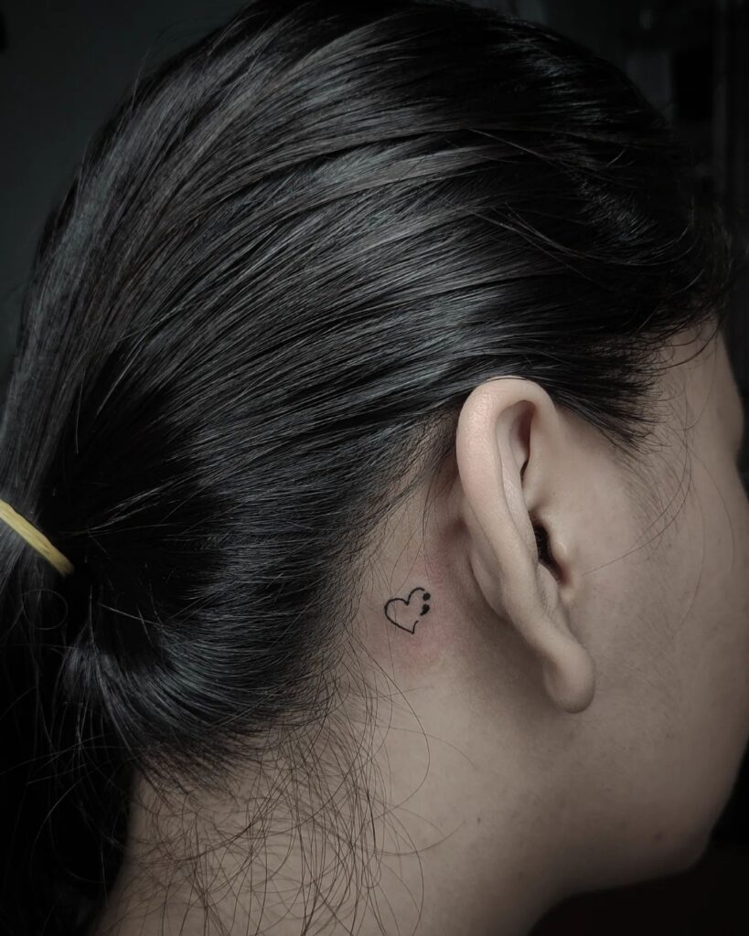 Heart with Semicolon Behind the Ear